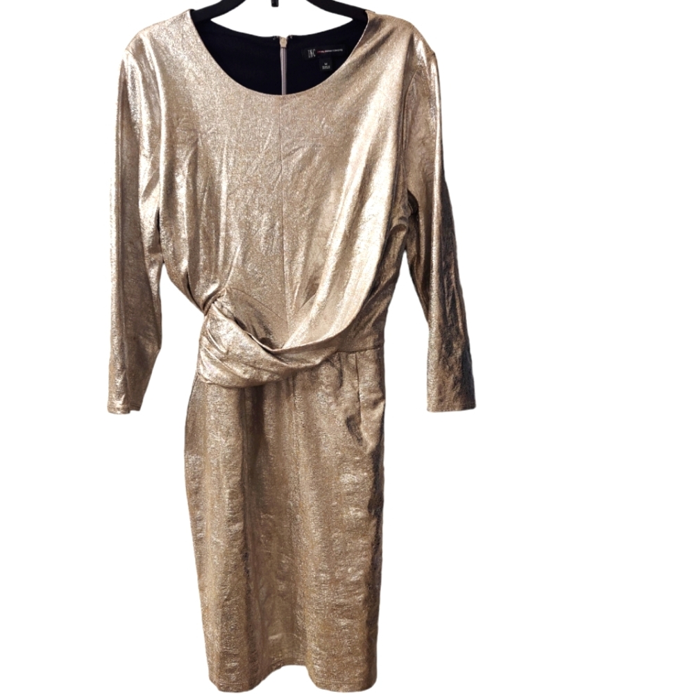 INC International Concepts Metallic Silver Midi Dress